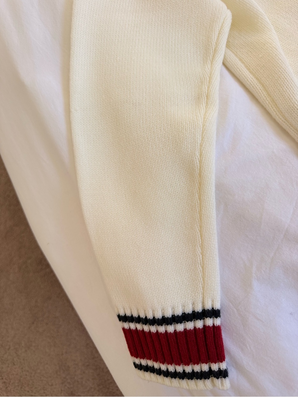 Tommy Hilfiger Cream Knit Sweater with Embroidered Crest - Picture 10 of 10